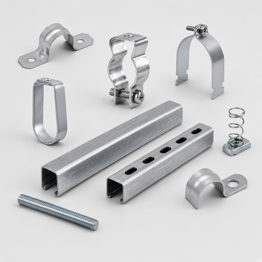 Soportes, abrazaderas y canal strut